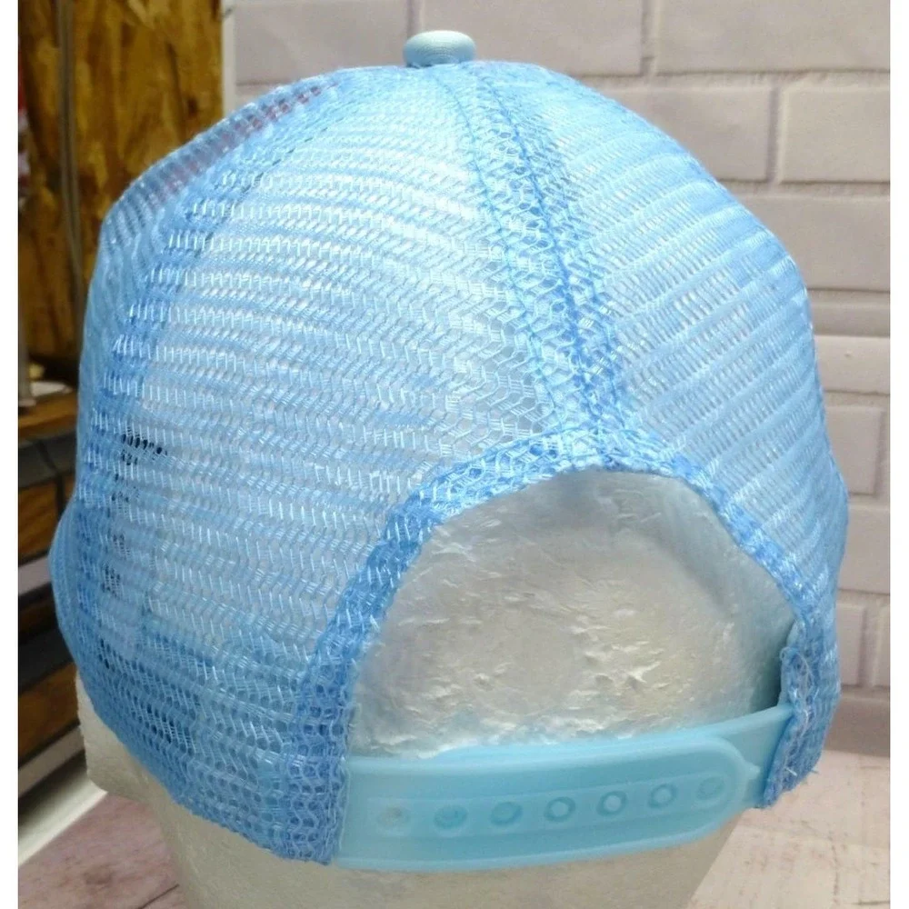 Hello Kitty Floral Mesh Trucker Hat Adjustable Snapback Light Blue & Orange